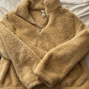 h&m fuzzy quarter zip